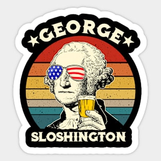 George Sloshington Washington 4th Of July Men Women USA Flag Sticker